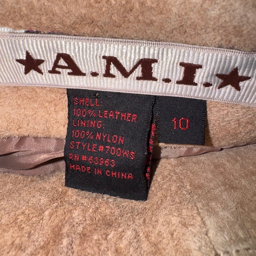 AMI Vintage 100% Leather Maxi Skirt Brown Suede Y2K Western Size 10 - Picture 4 of 7